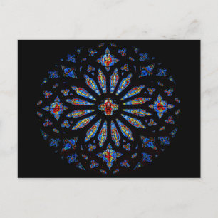 Colourful Church Stained Glass Postcard
