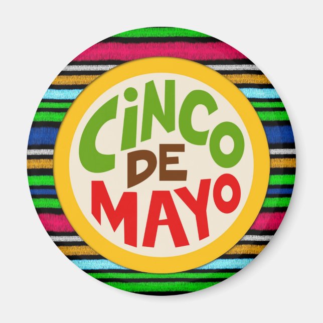 Colourful Cinco De Mayo Fiesta Celebration Magnet (Front)