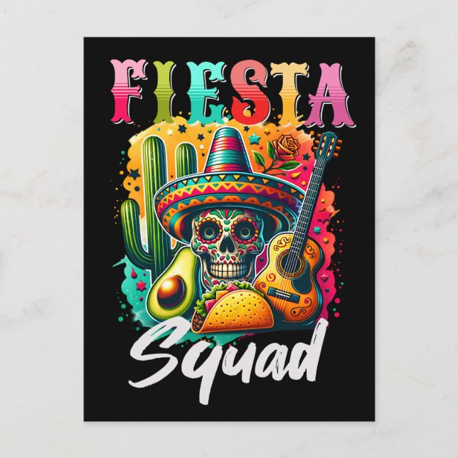 Colourful Cinco de Mayo Fiesta Squad design Postcard (Front)