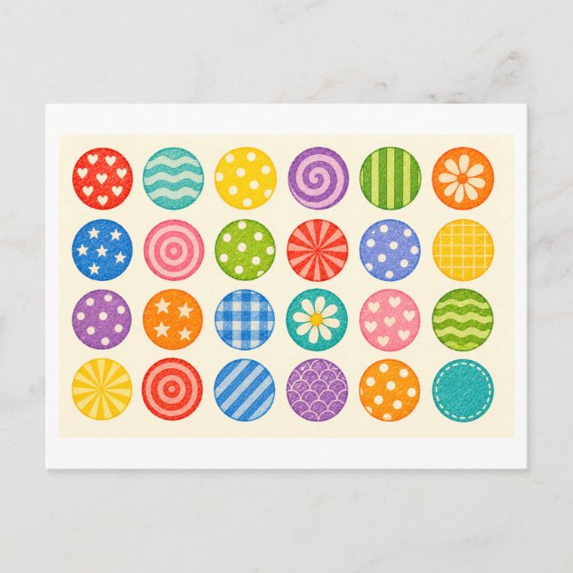Colourful Circle Collage Postcard (Front)