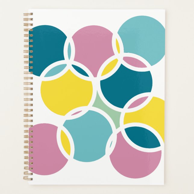 Colourful Circle Design – Fun Geometric Print Planner (Front)