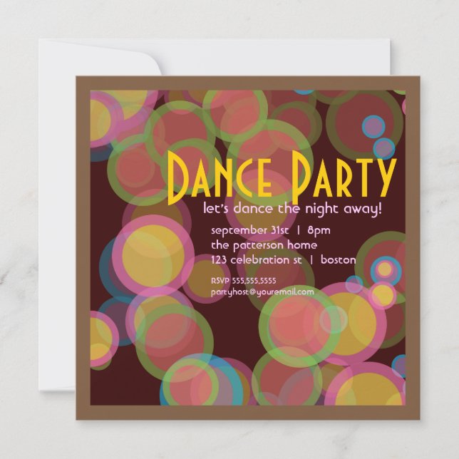 Colourful Circle Disco Light Dance Party Invitatio Invitation (Front)