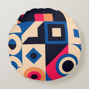 colourful circle geometric pattern round cushion