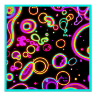 Colourful Circle Neon Patterns Art Design Poster