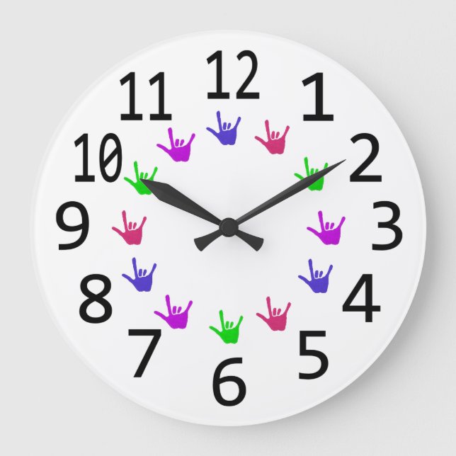 Colourful Circle of Love Sign Language Hands Clock (Front)