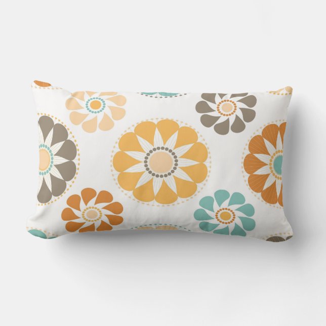 Colourful Circle Paper Flower Patterns Lumbar Cushion (Front)