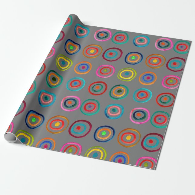 Colourful circle rainbow watercolor wrapping paper (Unrolled)