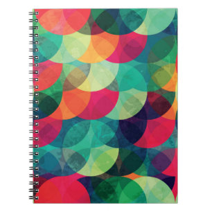 colourful circle seamless pattern with grunge effe notebook
