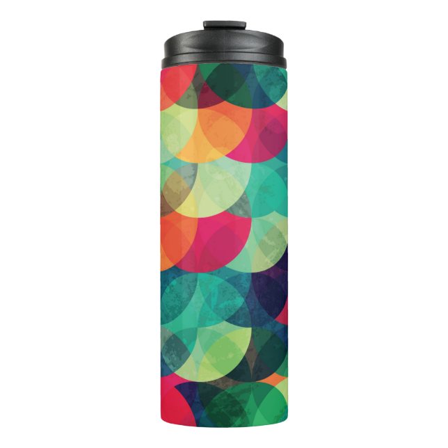 colourful circle seamless pattern with grunge effe thermal tumbler (Front)