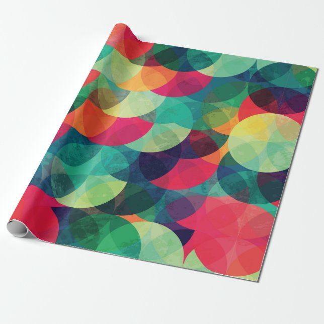 colourful circle seamless pattern with grunge effe wrapping paper (Unrolled)