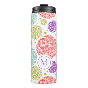 Colourful circle starbursts pattern thermal tumbler