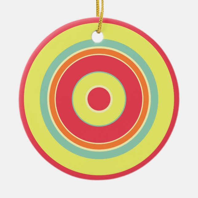 Colourful Circles 01 Ceramic Tree Decoration (Front)