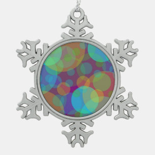 Colourful Circles Abstract Art Snowflake Pewter Christmas Ornament