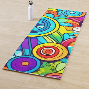 Colourful Circles Abstract Art Yoga Mat