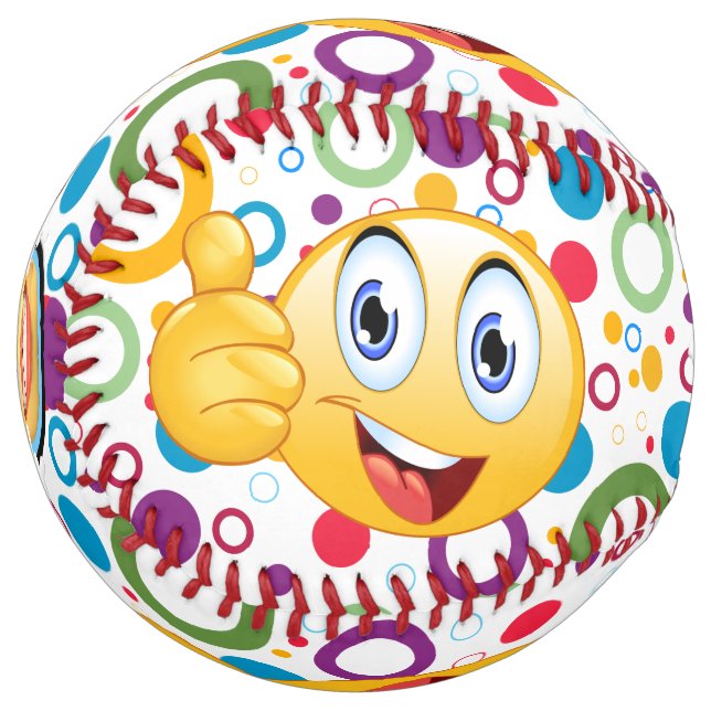 Colourful Circles and Happy Emojis Softball (Front Left)