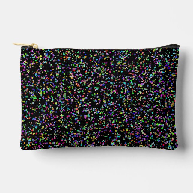 Colourful circles bubbles on black unique pattern accessory pouch (Front)