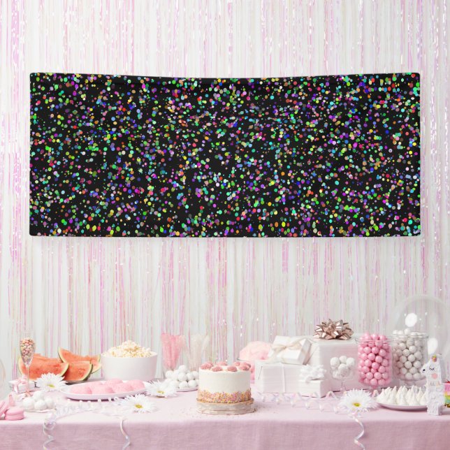 Colourful circles bubbles on black unique pattern banner (Party)