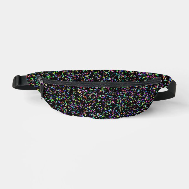 Colourful circles bubbles on black unique pattern bum bags (Front)