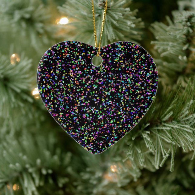 Colourful circles bubbles on black unique pattern ceramic ornament (Tree)