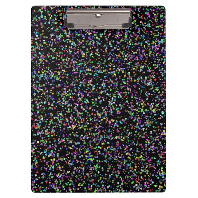 Colourful circles bubbles on black unique pattern clipboard (Front)