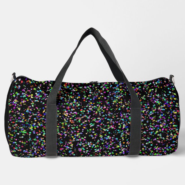 Colourful circles bubbles on black unique pattern duffle bag (Front)