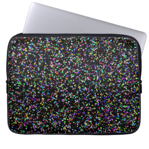 Colourful circles bubbles on black unique pattern laptop sleeve