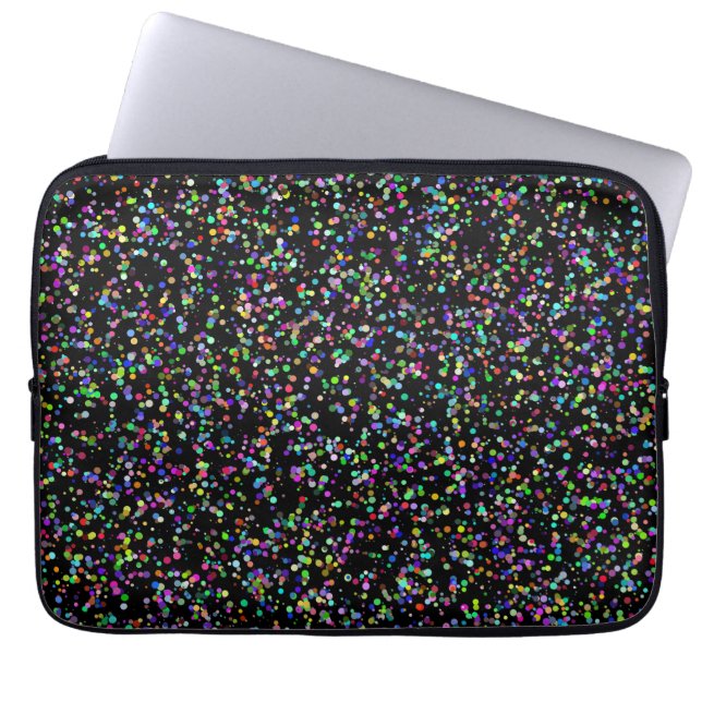 Colourful circles bubbles on black unique pattern laptop sleeve (Front)