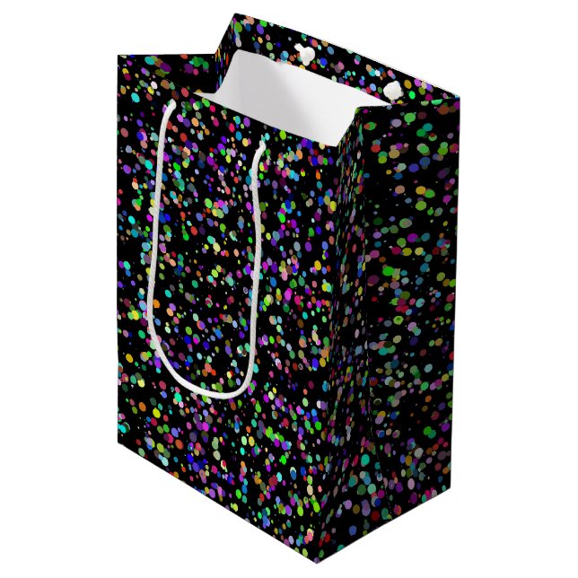 Colourful circles bubbles on black unique pattern medium gift bag (Front Angled)