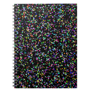 Colourful circles bubbles on black unique pattern notebook