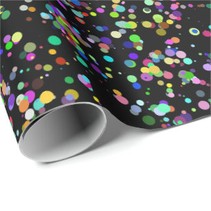 Colourful circles bubbles on black unique pattern wrapping paper