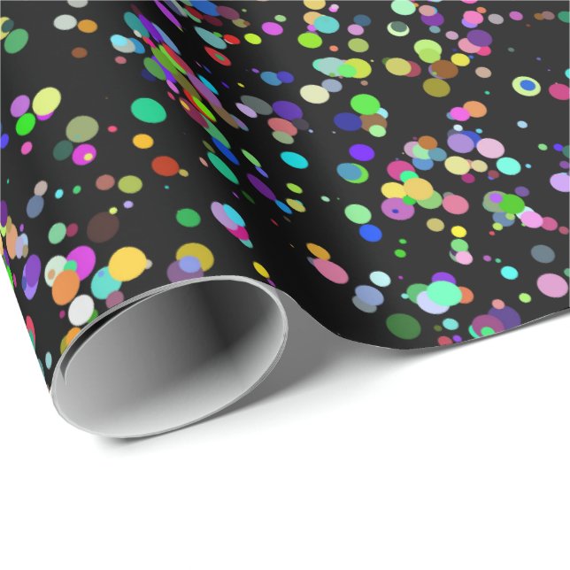 Colourful circles bubbles on black unique pattern wrapping paper (Roll Corner)