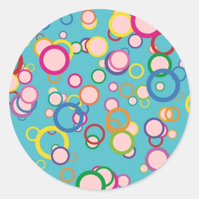Colourful Circles Classic Round Sticker (Front)