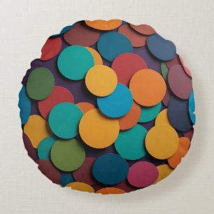 Colourful Circles design Round Cushion