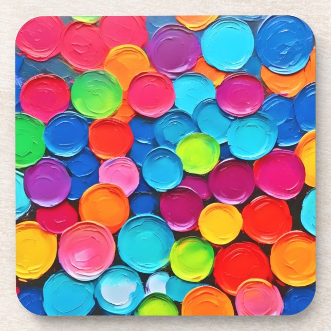 Colourful Circles Extravaganza Art Coaster (Front)