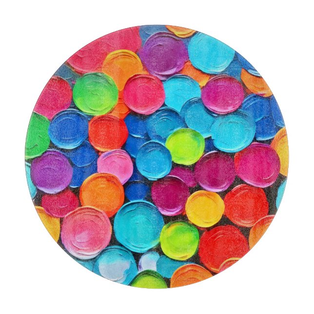 Colourful Circles Extravaganza Art Cutting Board (Front)