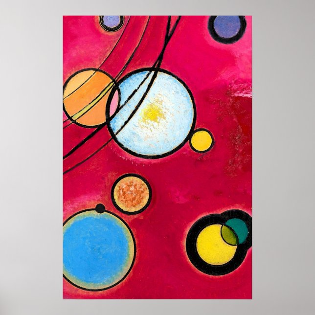 Colourful Circles Geometric Abstract Painting Poster (Front)