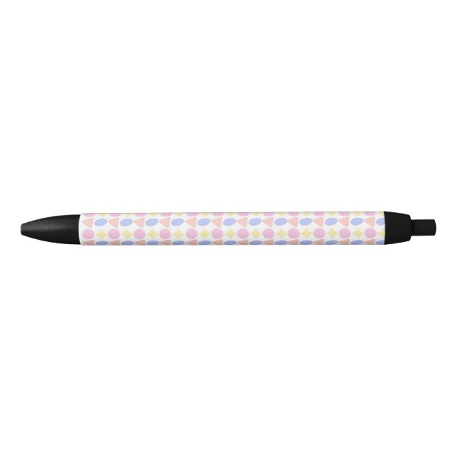 Colourful Circles Geometric Pattern  Black Ink Pen (Front)
