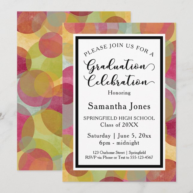 Colourful Circles Graduation Party Invitation (Front/Back)