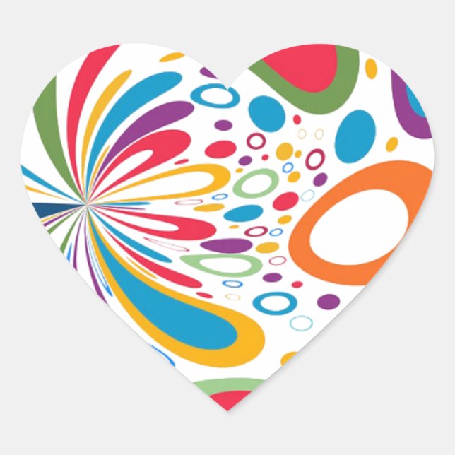 Colourful circles heart sticker (Front)