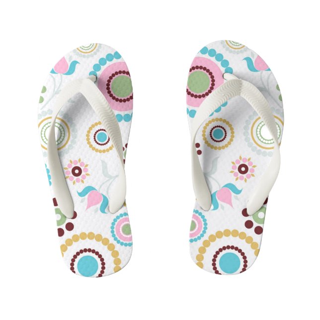 Colourful Circles  Kid's Flip Flops (Footbed)