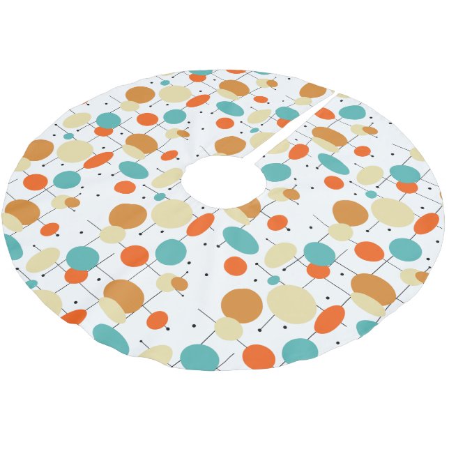 Colourful Circles Lines Mid Century Retro Pattern Brushed Polyester Tree Skirt (Angled)