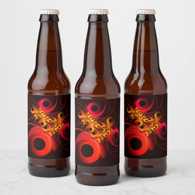 Colourful Circles Modern Abstract Art Pattern #08 Beer Bottle Label (Bottles)
