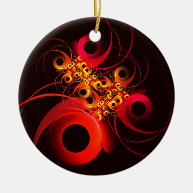 Colourful Circles Modern Abstract Art Pattern #08 Ceramic Ornament (Front)