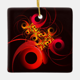 Colourful Circles Modern Abstract Art Pattern #08 Ceramic Ornament