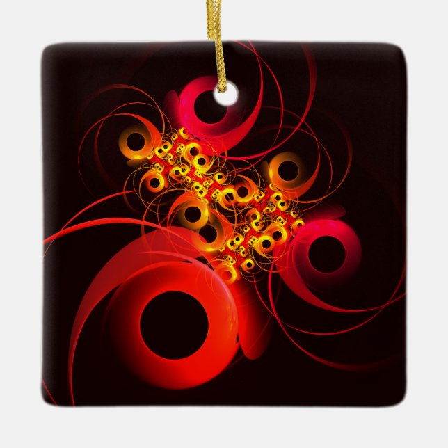 Colourful Circles Modern Abstract Art Pattern #08 Ceramic Ornament (Front)