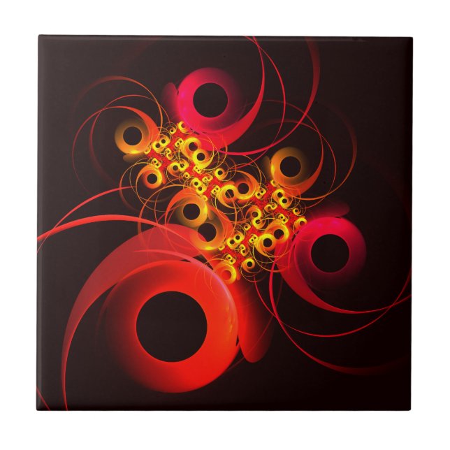 Colourful Circles Modern Abstract Art Pattern #08 Ceramic Tile (Front)