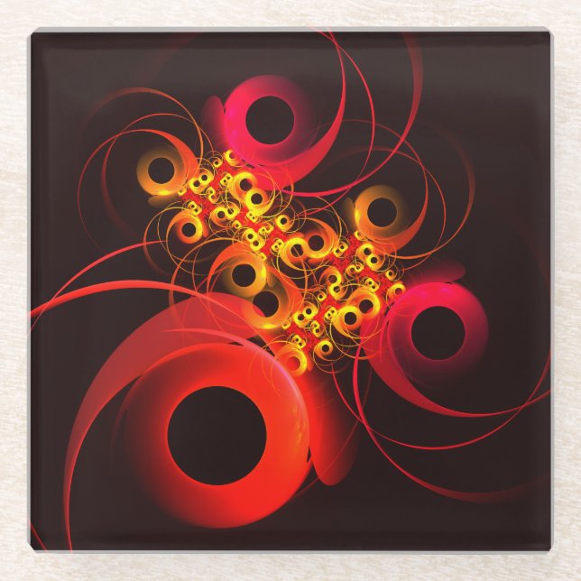 Colourful Circles Modern Abstract Art Pattern #08 Glass Coaster (Front)