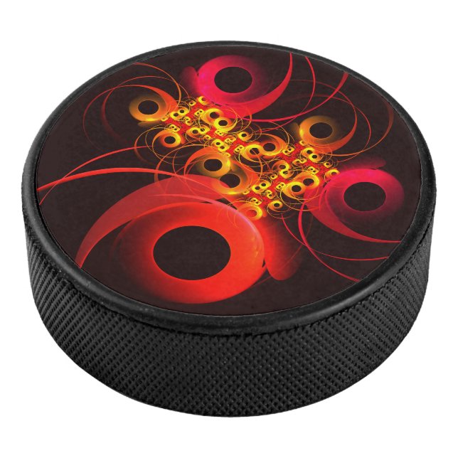 Colourful Circles Modern Abstract Art Pattern #08 Hockey Puck (3/4)