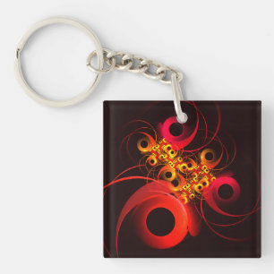 Colourful Circles Modern Abstract Art Pattern #08 Key Ring