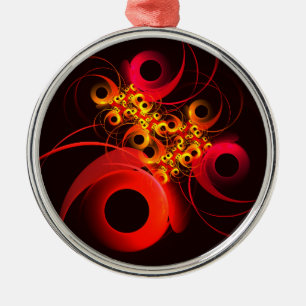 Colourful Circles Modern Abstract Art Pattern #08 Metal Ornament